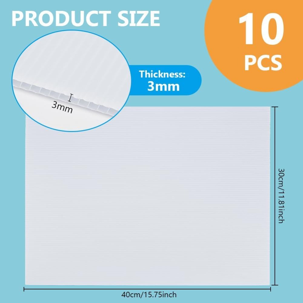 Yard Sign Blank - 10 Folhas de Plástico Corrugado Branco